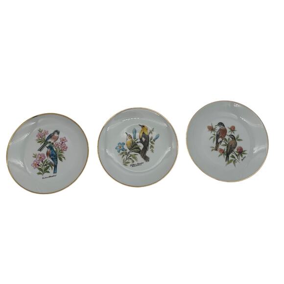 Bareuther stamp Grannycore Bird decorative hanging plate Germany set three pack - Picture 1 of 16